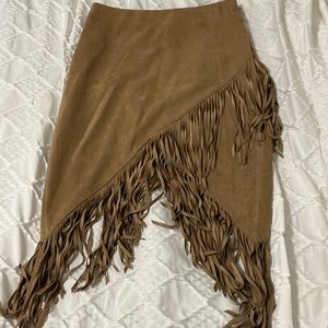 Tan fringe express skirt. Size 6